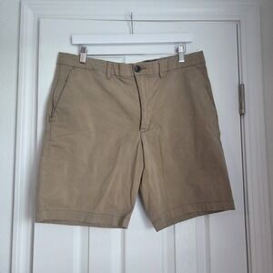Goodfellow & Co Men's Flat Front Chino Shorts Khaki Tan Cotton Stretch 36